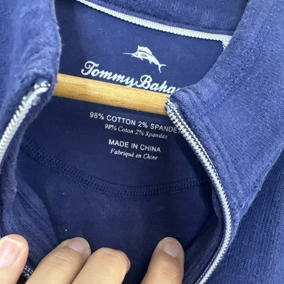 Tommy Bahama Blue Full Zip Sweater | Women's Large Round Neck - Picture 4 of 16